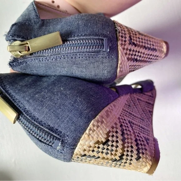 Bandolino Lace Up Denim Wedge Sandals - Picture 10 of 12